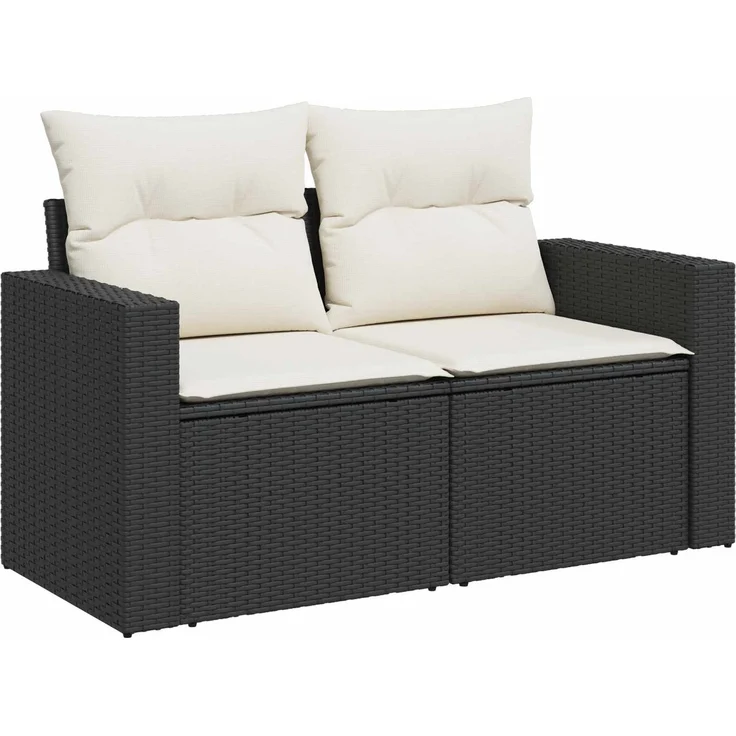 vidaXL Sofa Set 5 stk. Schwarz und Cremeweiß Polyrattan und Stahl 3447852 – Bild 3