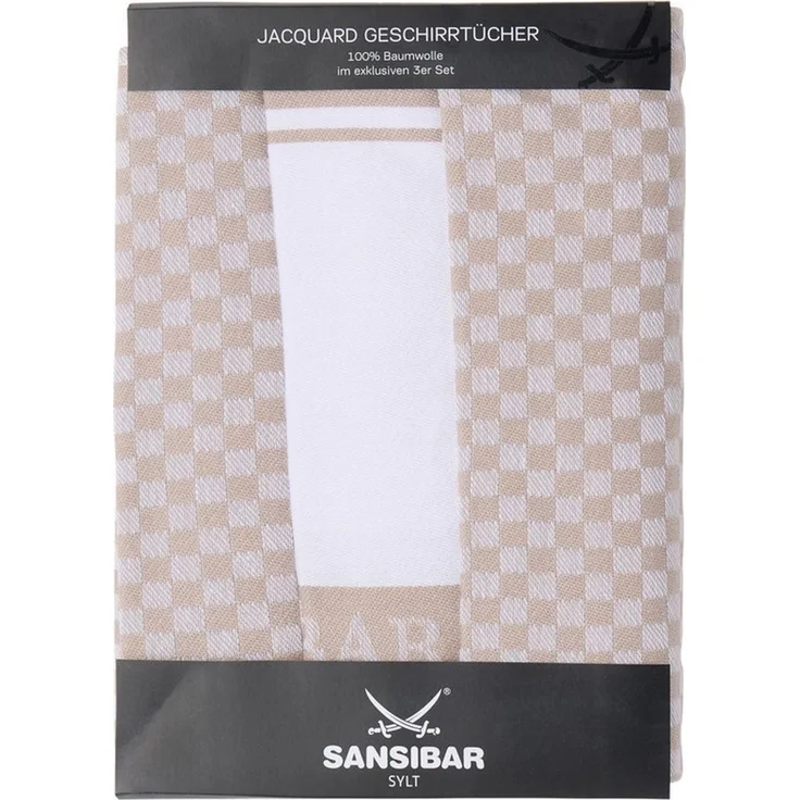 Sansibar Sylt Geschirrtuch Geschirrtücher-Set, 3-tlg, 50x70 cm, 100% Baumwolle, Premium Qualität, (Set, 3x Geschirrtuch, 50x70 cm, zwei verschiedene Designs), Jacquardgewebe, zwei verschiedene Motive – Bild 2