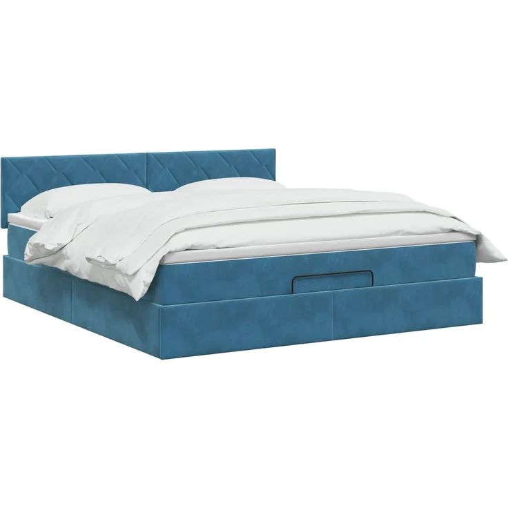 vidaXL Ottoman-Bett mit Matratze und LED Dunkelblau 160 x 200 cm Samt 3457225 – Bild 3