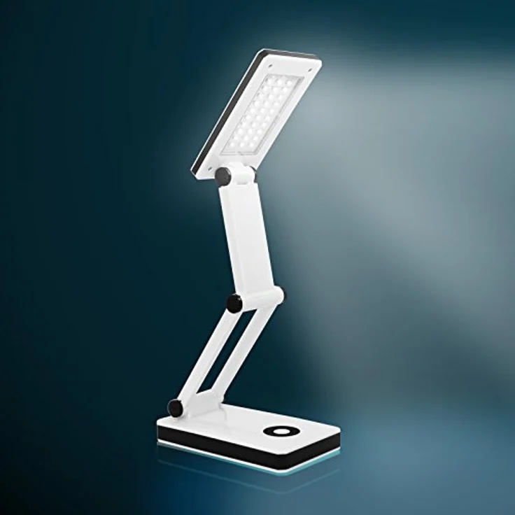Eaxus® USB LED Schreibtischlampe, dimmbar und aufklappbar, edles Design in Weiß, 180 Lumen, flexibles Licht für Büro und Kinderzimmer – Bild 3