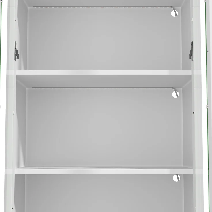 Vitrine 60 x 35 x 170 cm aus MDF und Glas, weiß, mit LED-Beleuchtung und 2 Schubladen – Bild 8