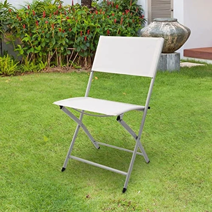 Aktive 61109 – Weißer klappbarer Gartenstuhl, Maße 46 x 55 x 81 cm, strapazierfähiges Textilene-Gewebe, max. Gewicht 1500g. Unterstützt 110kg, Weiße Klappstühle, Klappstühle für den Außenbereich – Bild 2