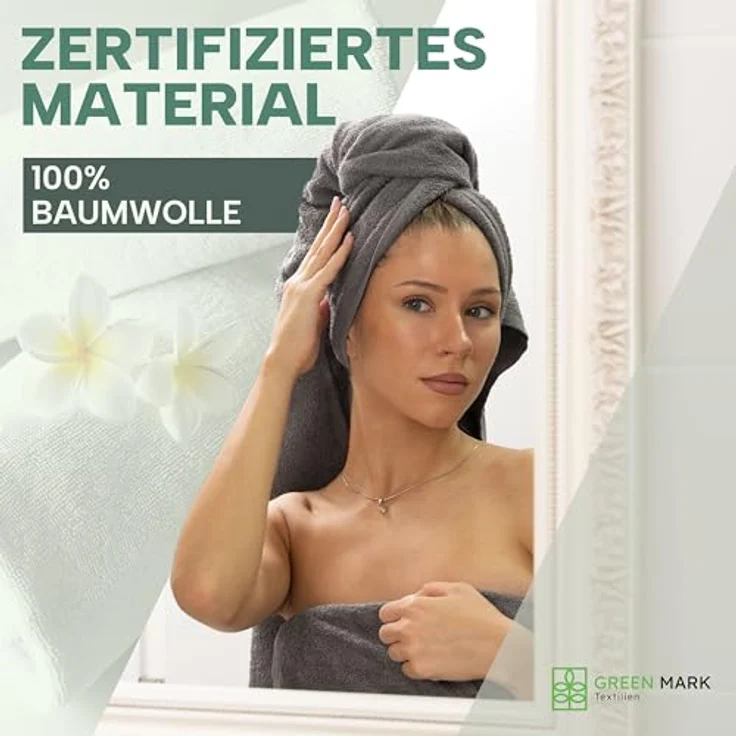 NatureMark 8er Spar-Pack Frottier Handtücher, Handtuch-Set, 50x100 cm, Anthrazit grau, 100% Baumwolle – Bild 5