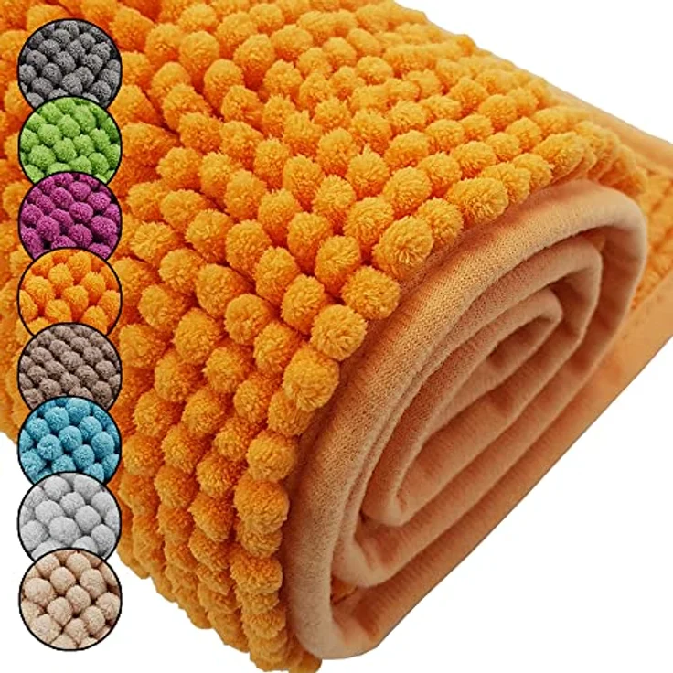 DILUMA Badematte Badematte Chenille 50x80 cm – Badteppich mit kuscheligem Flor, Polyester, rechteckig, Rutschhemmende Beschichtung, schnell trocknend, hohe Saugkraft – Bild 2