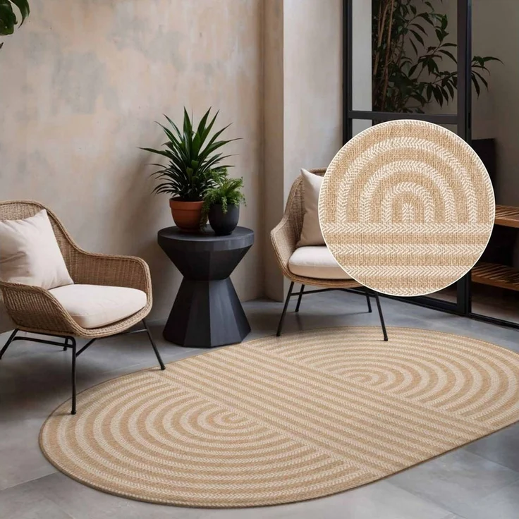 Ted Baker Teppich Woodfield, Wendeteppich, oval, Höhe: 8 mm, Designteppich, Wetterfest, Pflegeleicht, Modern, Wohnzimmer, Terrasse – Bild 1