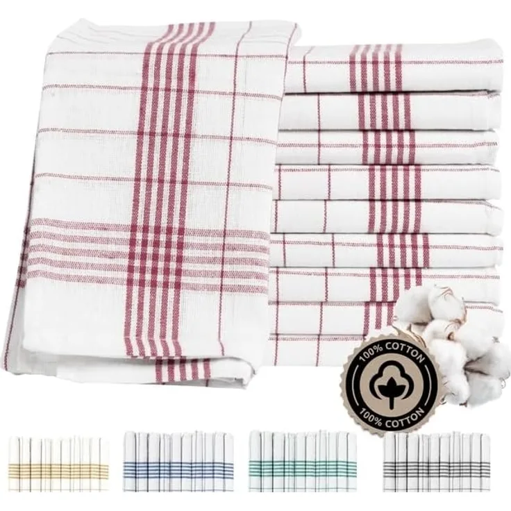 Zestri Geschirrtuch 10er-Set aus 100% Baumwolle, 50x70 cm Küchenhandtücher mit Aufhänger, (10 Stück), saugstarke Geschirrhandtücher, kariert, Geschirr Handtuch