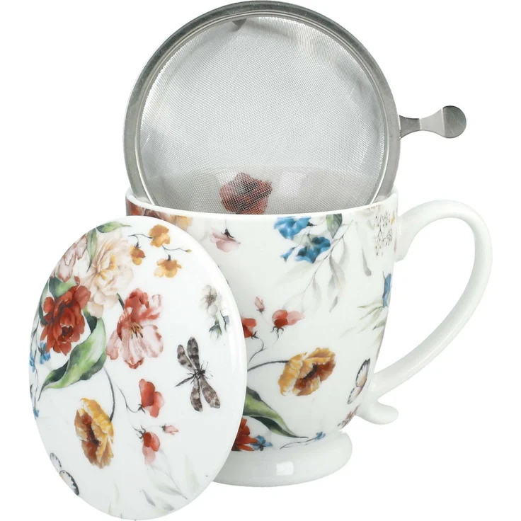 DUO Becher REBECCA mit Fuß, 500 ml, inkl. Deckel und Teesieb, New Bone China Porzellan – Bild 2