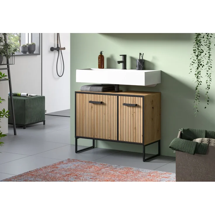 Bagno Waschbeckenunterschrank in Artisan Oak Nachbildung – Bild 6