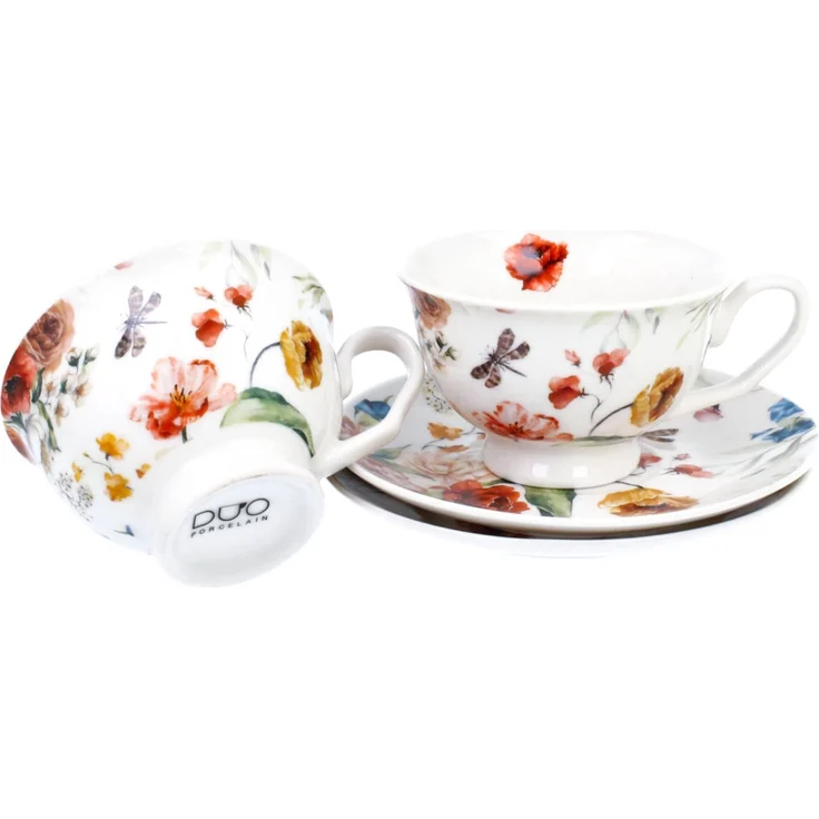 DUO 2er-Set Tassen REBECCA, 250 ml mit Untertassen, New Bone China Porzellan, in Geschenkbox – Bild 4