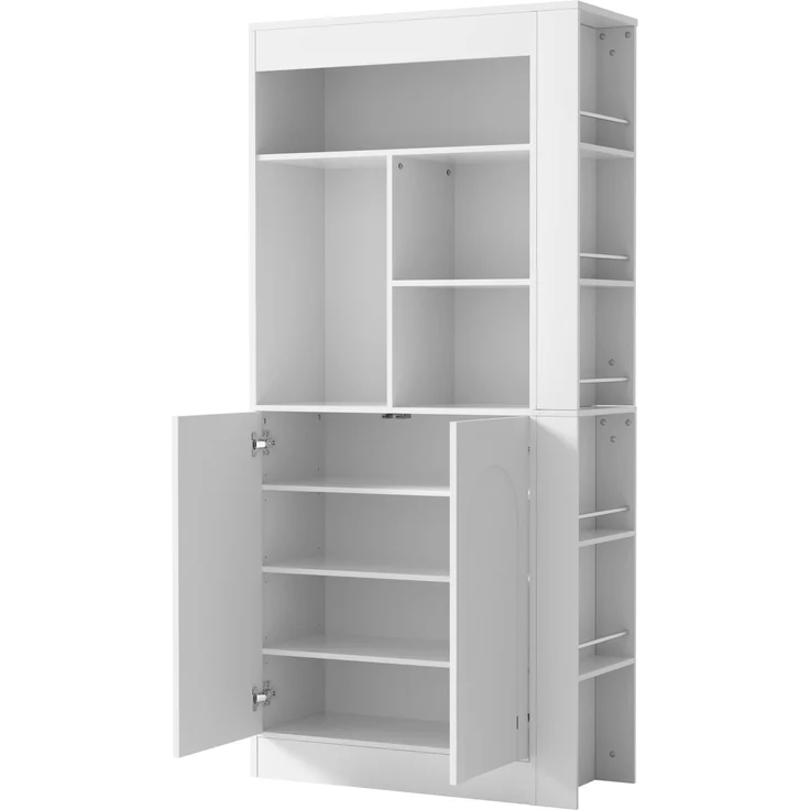ZUBALIYA Regalschrank (85 x 35 x 180 cm), 2 Türen, Verstellbare Einlegeböden, Stauraum für Wohnzimmer, Arbeitszimmer und Flur, Weiß – Bild 17