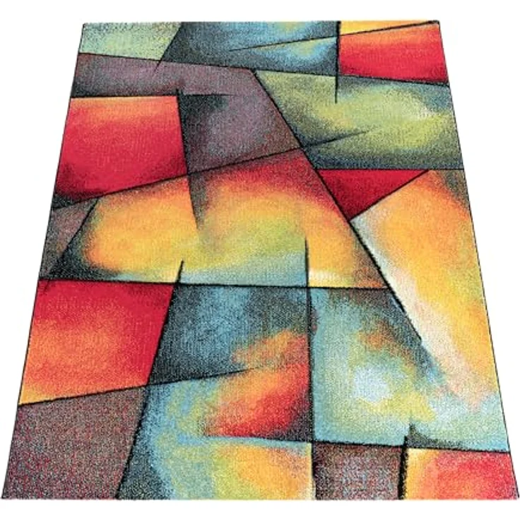 Paco Home Teppich Wohnzimmer Kinderzimmer Kurzflor Moderne 3D Optik Kariert Geometrische Muster, Grösse:80x300 cm, Farbe:Bunt 6 – Bild 7
