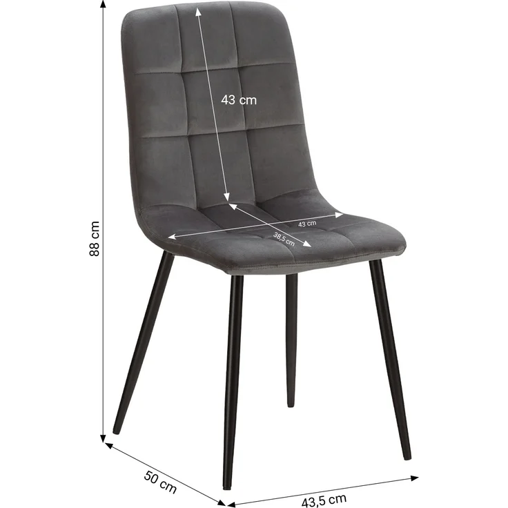 Esstisch mit 4 Stühlen Set Essgruppe Samt Polsterstühle Grau Küchentisch Modern Holz Weiß 120x80 cm Esszimmertisch Massiv – Bild 3