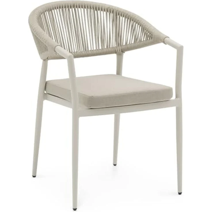 IDIMEX Garten-Essgruppe SELI, Sitzgruppe Wetterfest mit Steinplatte und Rope-Rückenlehne cremeweiß – Bild 4