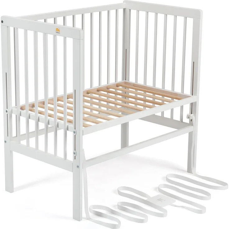 FabiMax 4489 'BOXSPRING' Beistellbett weiß, inkl. Matratze 'COMFORT' und Nestchen 'Sterne' gelb auf weiß
