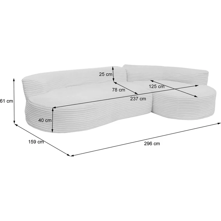 Sofa-Garnitur HWC-P19, 3-Sitzer Couch Loungesofa, Stoff/Textil Cord (370 g/m²) Liegefläche rechts ~ braun – Bild 3