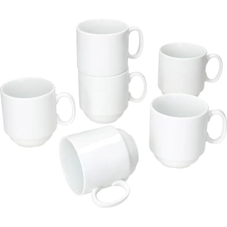 MamboCat Becher 6er Set Tommy Kaffeebecher 220ml weiß Porzellan 6 Personen stapelbar, Porzellan – Bild 2