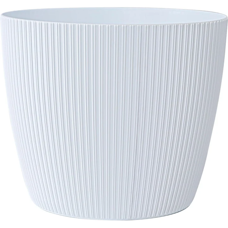 KONZEPT Blumentopf groß, gerillte Struktur 26/30cm, Übertöpfe für Zimmerpflanzen, aus Kunststoff ideal für Wohnzimmer, Küche und Balkon – Bild 1