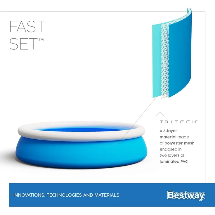 Bestway Fast Set Aufblasbarer Pool Rund 183x51 cm Blau 92844 – Bild 10