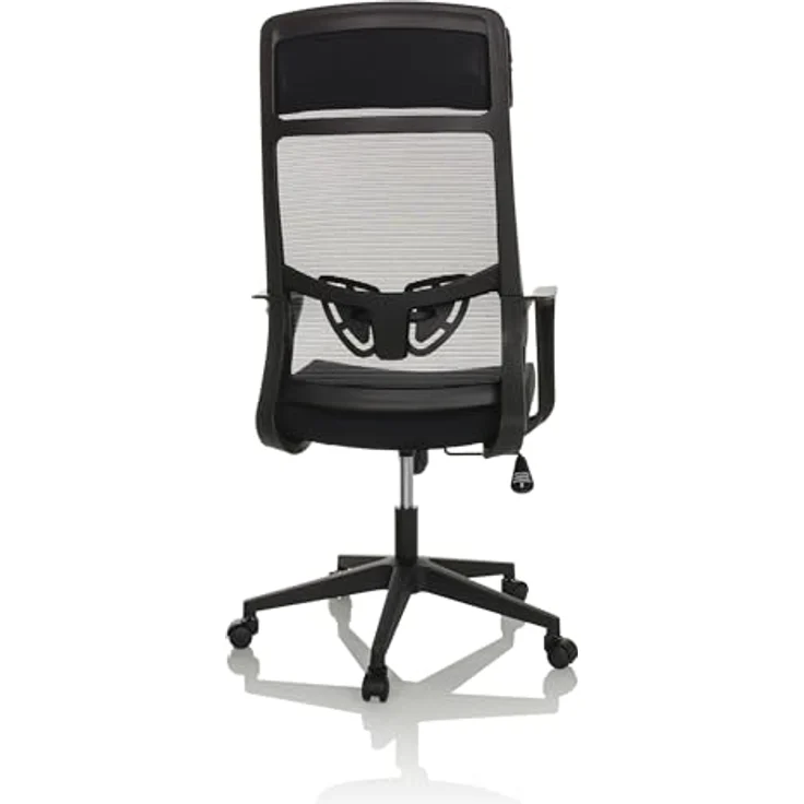 MID.YOU Drehstuhl Schwarz, Textil, ergonomische Rückenlehne, 360° drehbar, inklusive Armlehnen, 69x122-132x69 cm – Bild 8