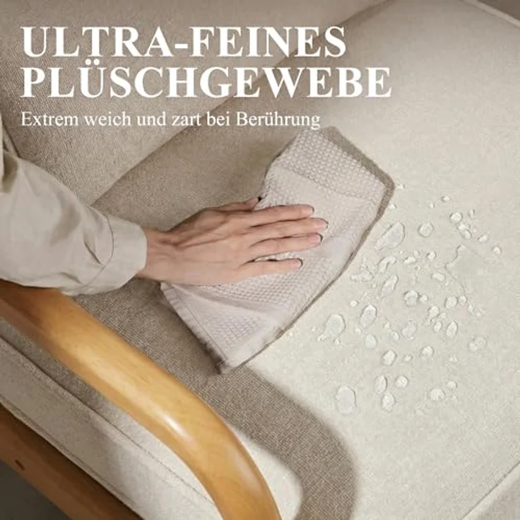 COLAMY Sessel Wohnzimmer Mid-Century Modern 2er Set, Loungesessel mit Lendenkissen, Massivholzrahmen & weichem Polster, bequemer Lesesessel für Wohnzimmer und Schlafzimmer, Beige – Bild 7