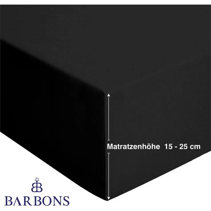 BARBONS Spannbettlaken Jersey Bettlaken, 145 g/m² Spannbetttuch, bis zu 25cm Höhe, Topper, Jersey aus 100% Baumwolle, Gummizug: rundum, (1 Stück), Rundumgummi, Atmungsaktiv – Bild 3