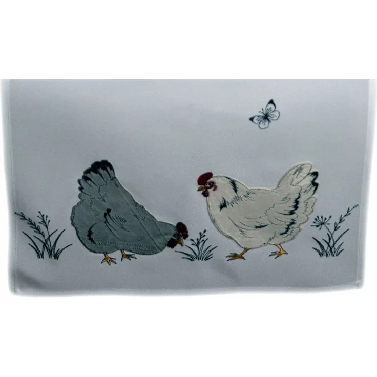 texpot Tischdecke Tischläufer Stickerei Hühner Schmetterlinge Ostern (1-tlg) – Bild 1