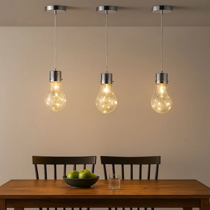 Hängelampe, Edison-Design, Drahtgeflecht, Glas, D 12 cm – Bild 10