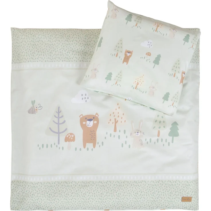 roba Wiegenbettwäsche 'Woodland Buddies' 80 x 80 cm - Bezüge aus Baumwolle - Pastellgrün – Bild 3