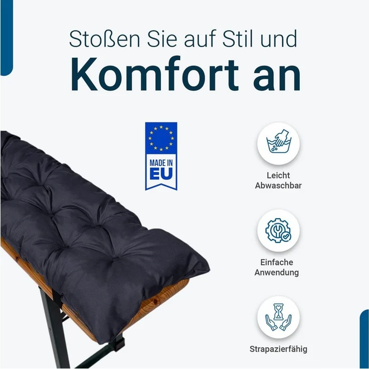 TexDeko Bankauflage TexDeko Garden 2er-Pack Bierbankauflagen gesteppt für Bierzeltgarnitur, (Doppelpack), Länge: nach Wahl, UV-beständig – Bild 4