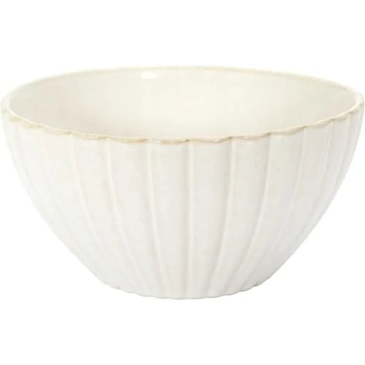 HOME DECO FACTORY, KA0411, Elegant Ceramic Salad Bowl, ideal for Salads and Fruit, Refined Design and beige Color, Easy to clean, Diameter 18.5 cm, beige
