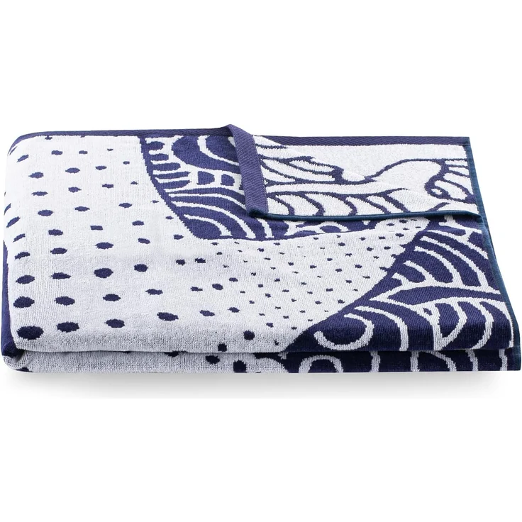 DecoKing Strandtuch groß 90x180 cm Baumwolle Frottee Velours Badetuch dunkelblau Marineblau blau weiß Haifisch Shark – Bild 4
