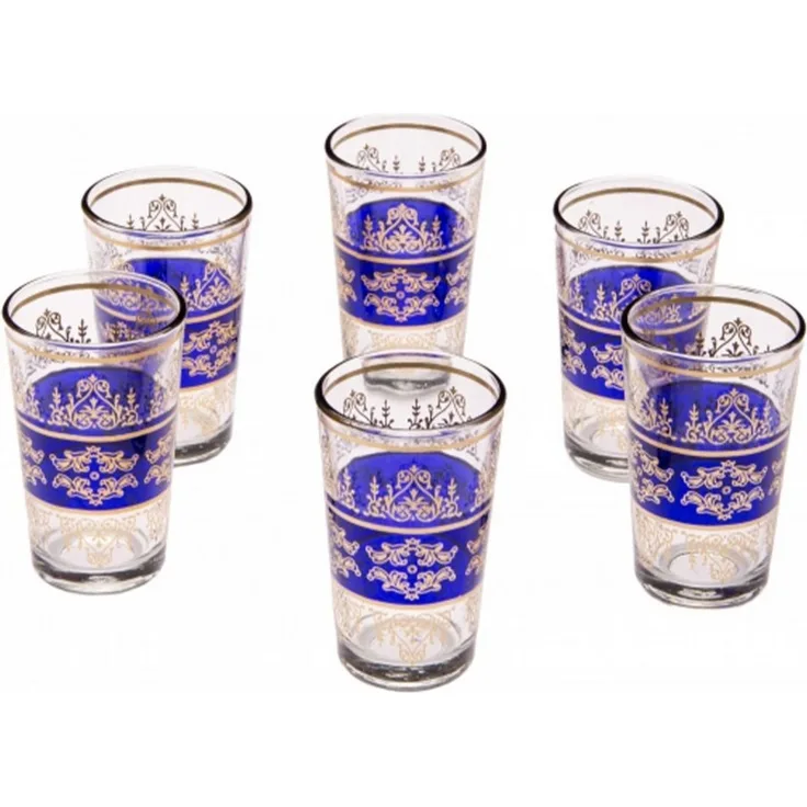 Marrakesch Orient & Mediterran Interior Teeglas 6er Set Marokkanische Teegläser Andalous Grün Gläser aus Glas 9 cm, 6-tlg, Glas, Handarbeit