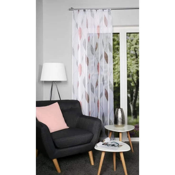 HOME WOHNIDEEN Gardine PAOLO (1 St), Kräuselband, halbtransparent, Voile, halbtransparent