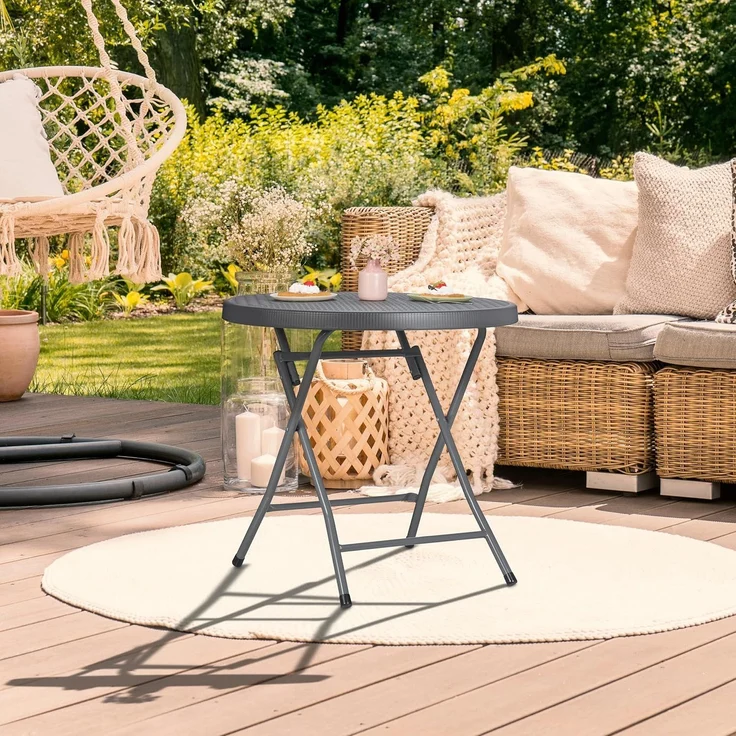 Relaxdays Klappbarer Gartentisch in Rattanoptik – Bild 2