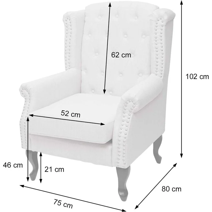 Sessel Chesterfield, Relaxsessel Clubsessel Ohrensessel, wasserabweisend Stoff/Textil ~ hellrosa ohne Ottomane – Bild 3