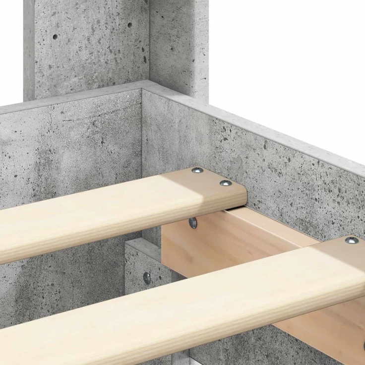 vidaXL Bettgestell mit Stauraum und Kopfteil Betongrau 160 x 200 cm 3413932 – Bild 10