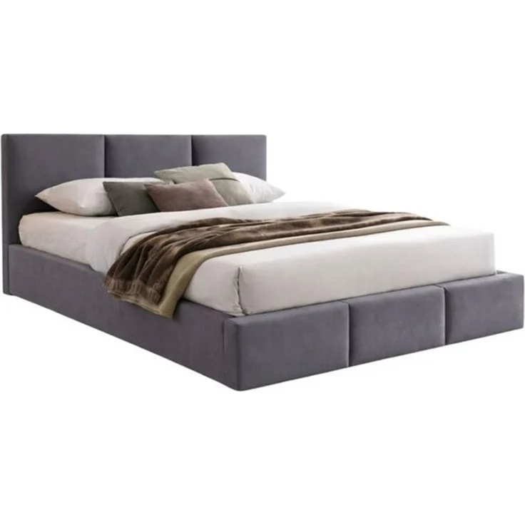 Home Collective Polsterbett Bett 140x200/160x200 Doppelbett Bettgestell mit Lattenrost & Stauraum, mit Stauraum mit Bettkasten 140x200 cm in grau samt – Bild 4