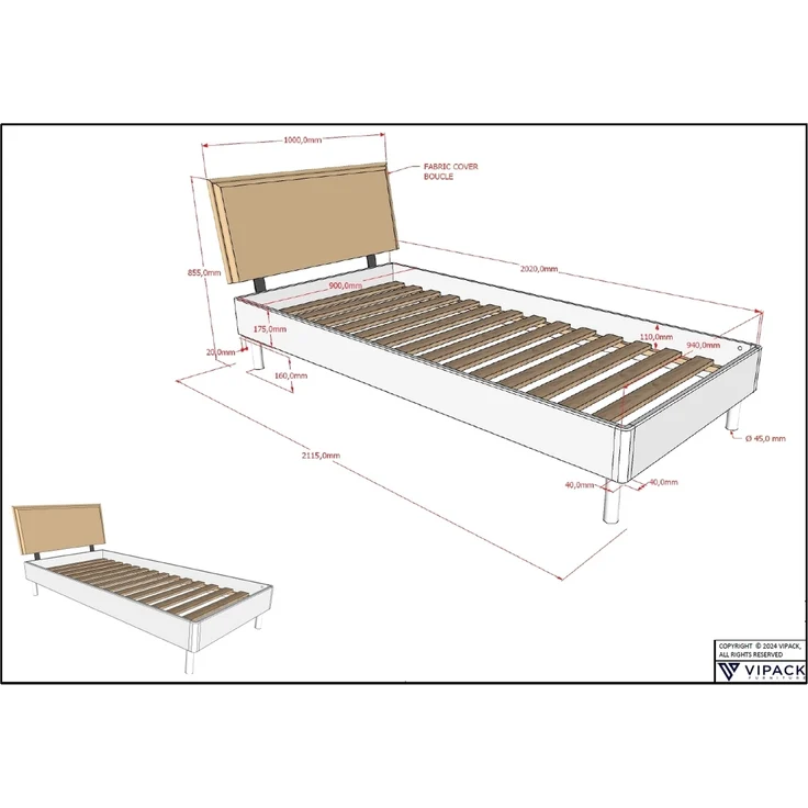 Einzelbett >Buche Massiv< in Buche massiv weiß lackiert - 100x85,5x211,5 (BxHxT) – Bild 4