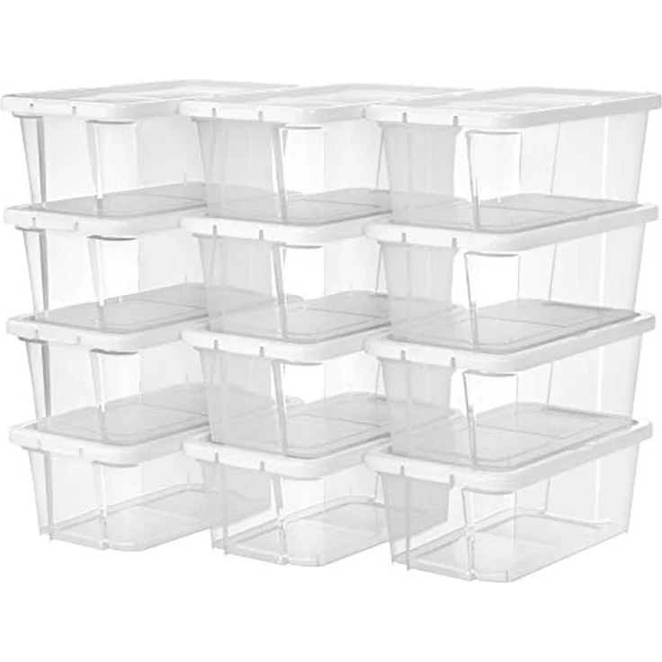 Songmics 12er Set Schuhboxen mit Deckel, Kunststoff Transparent, 35 x 20 x 12,5 cm – Bild 1