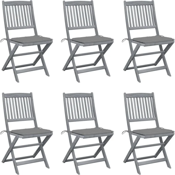 vidaXL Klappbare Gartenstühle 6 Stk. mit Sitzkissen Massivholz Akazie 3065435