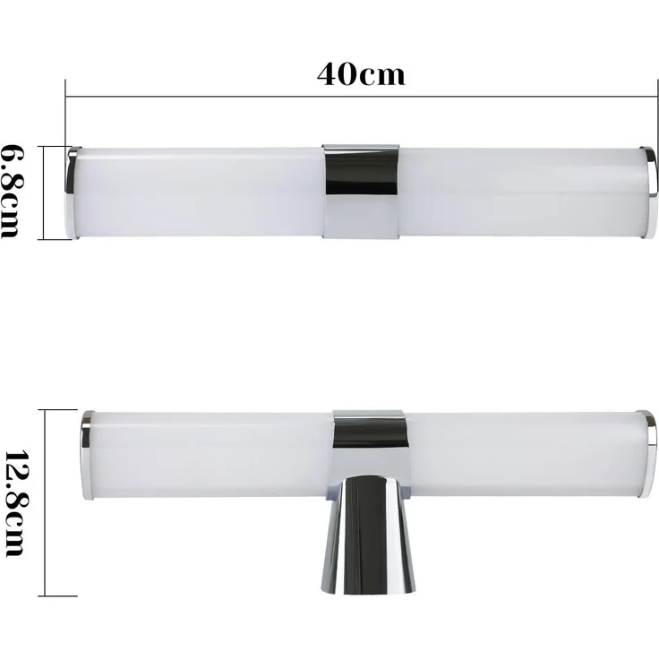Nettlife LED Spiegelleuchte Bad Spiegellampe Badleuchte Chrom Wandlampe, LED fest integriert, Neutralweiß, Keller Küche – Bild 3