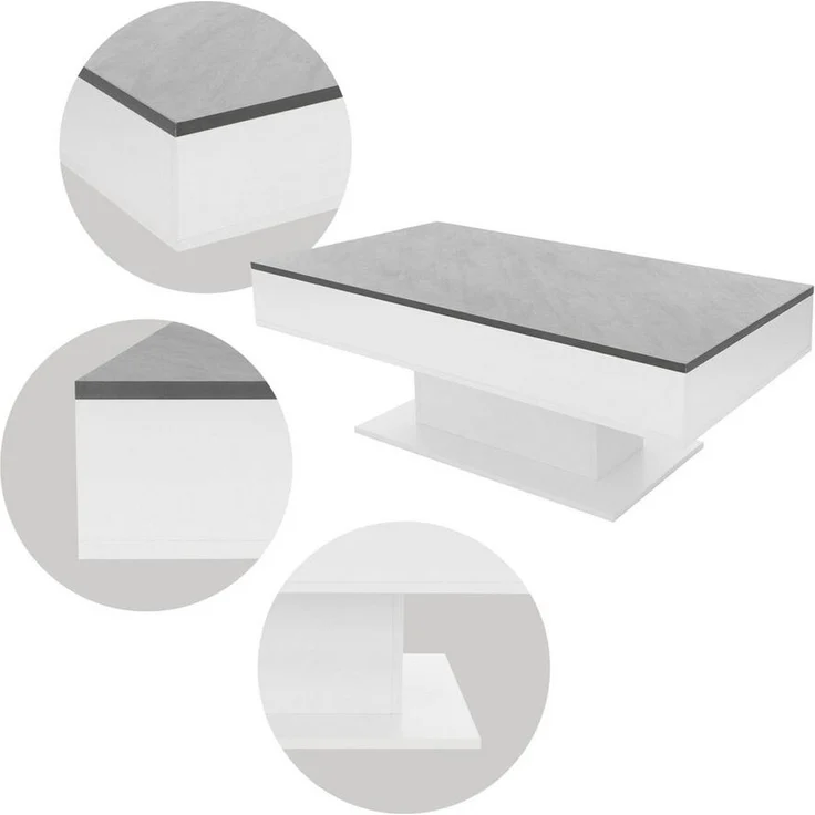 ML-DESIGN Couchtisch Beistelltisch mit 2 Staufächern unter Schiebeplatte Truhefunktion, Wohnzimmertisch 2 Stauräume Sofatisch mit aufziehbare Tischplatte – Bild 3