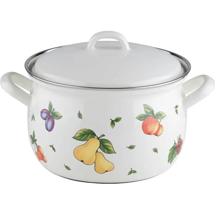 Riess Fleischtopf mit Deckel Ø16cm 1,5 Liter Emaille Country Fruit Garden