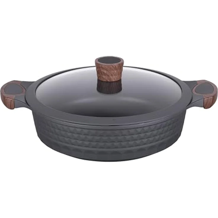 RESTO Kitchenware Kochtopf Capella, Schmortopf antihaftbeschichtet und spülmaschinenfest, Aluminiumguss (2-tlg), mit Glasdeckel und stoßdämpfendem Silikonrand, im Geschenkkarton – Bild 2