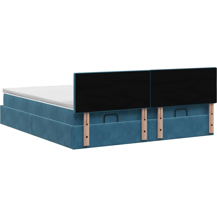 vidaXL Ottoman-Bett mit Matratze und LED Dunkelblau 180 x 200 cm Samt 3457318 – Bild 10