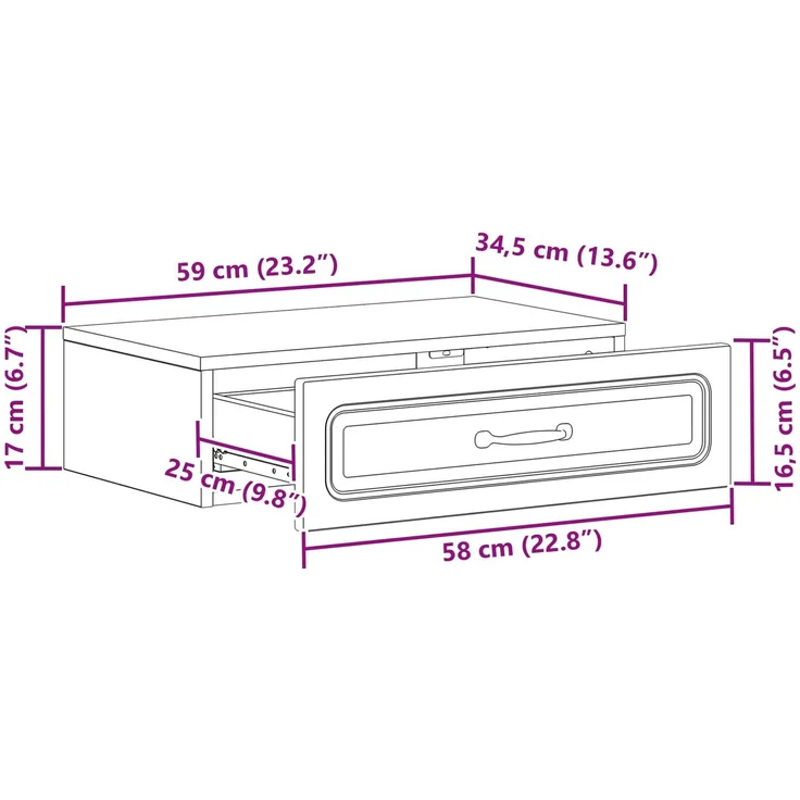 vidaXL Wandmontierter Beistelltisch Weiß 59 x 34,5 x 17 cm 899335 – Bild 10