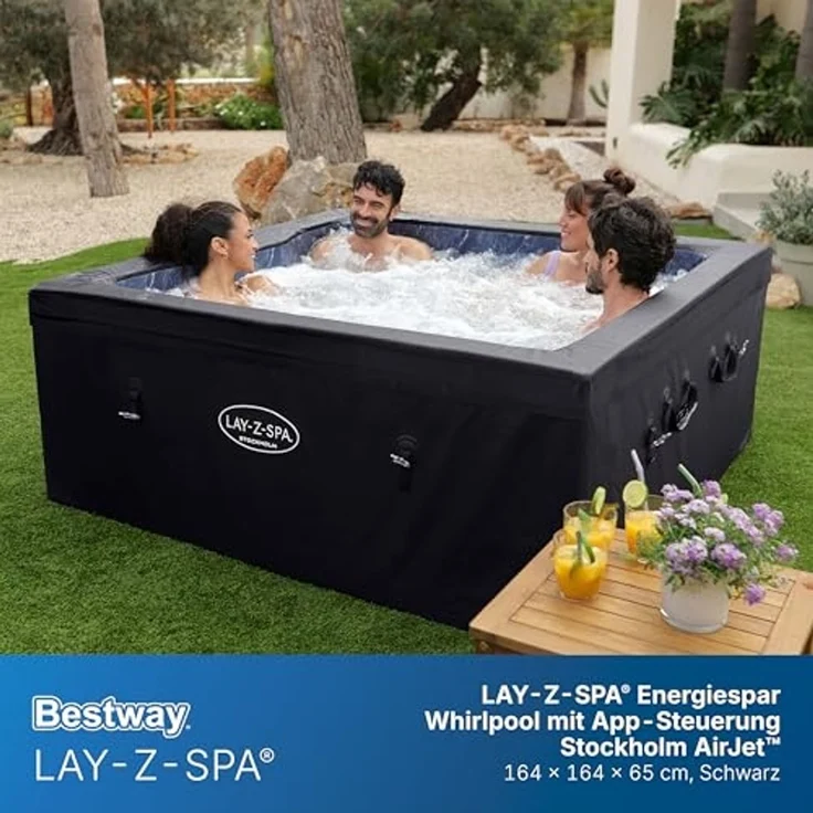 Bestway Whirlpool LAY-Z-SPA® ThermaCore™ Stockholm AirJet™, (Set, 1-tlg, Inkl. App-Steuerung, für max. 6 Personen), 164 x 164 x 65 cm – Bild 3