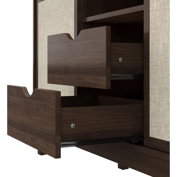 DESVIAE Sideboard mit Schiebetüren und 2 Schubladen 150x80x39,5 cm Spanplatte Natur – Bild 9