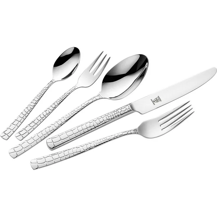 Justinus Besteckset 'Croco' 30 teilig,Design Krokodilhaut, Edelstahl 18 / 10 Silber