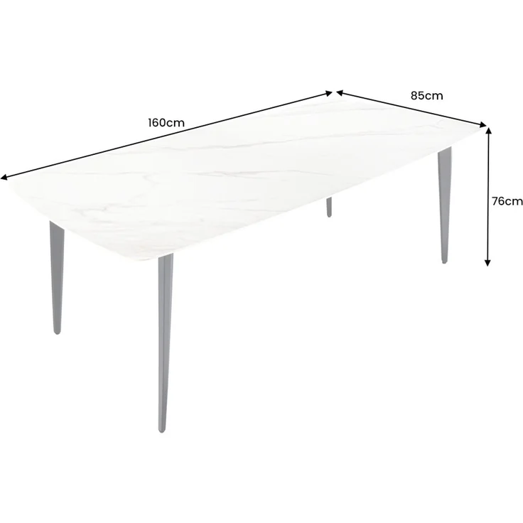 Eleganter Esstisch VENEZIA 160cm weiss-schwarz Marmor-Optik Keramik schwarzes Metall-Gestell Retro – Bild 10